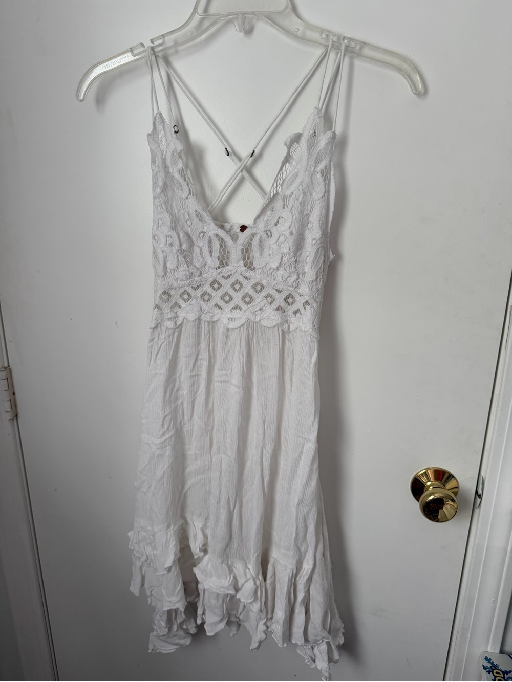 Free people Lace-Detail White Sundress with Crisscross Straps